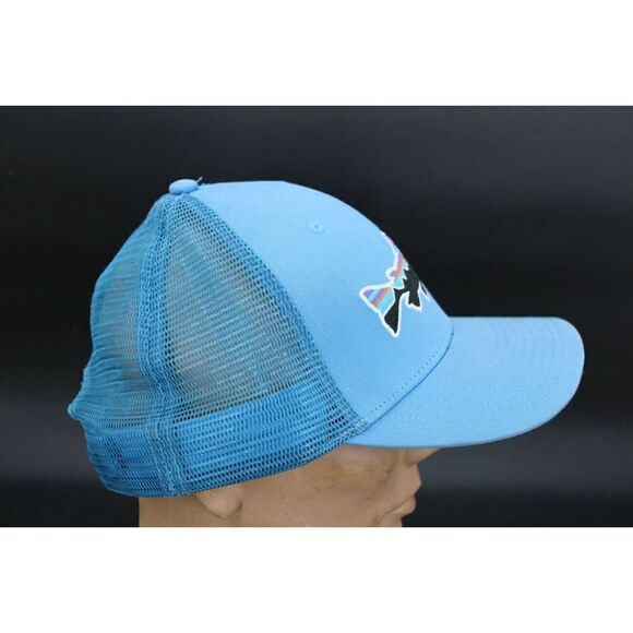 Patagonia Fitz Roy Trout Trucker Hat blue mesh snap back baseball cap - Picture 3 of 7